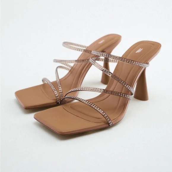 Poshmark Zara Heeled Sandals With Rhinestone Straps Zara Shoes